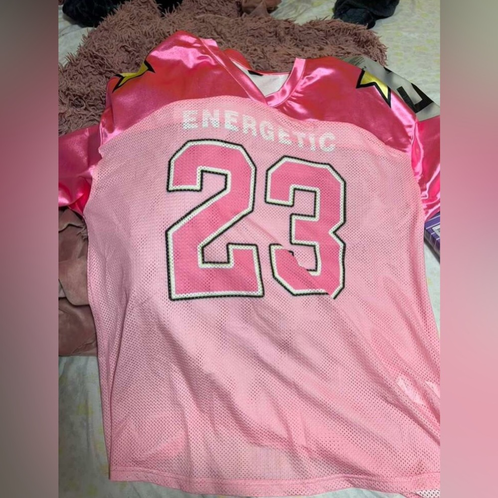Pink Oversized V-Neck Jersey Style Shirt